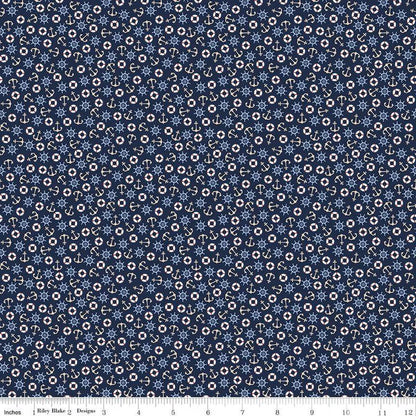 Yacht Club Toss Navy - Riley Blake Designs - Cotton Fabric by the yard - Sailor Fabric - C15924 - NAVY - Ray of Sonshine Design